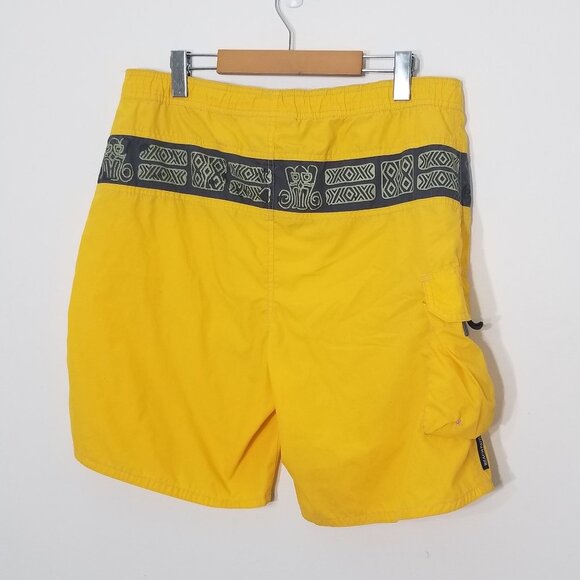 Vintage Ungava Beach Patrol Yellow Cotton Blend Swim Trunks Retro Shorts Small - Picture 4 of 12